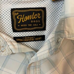 Howler Brothers Light Blue Plaid Button Down Shirt